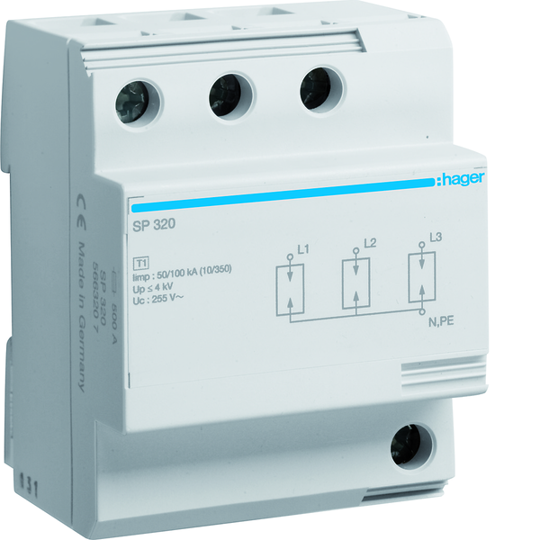 hager Ylijännitesuoja sp320 3-nap karkeas.100ka 4kv