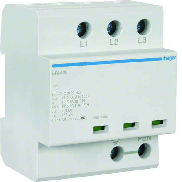 hager Surge arrester for lv-network spa400 3p b+c 1.5kv 37.5ka
