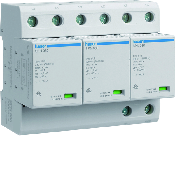 hager Överspänningsskydd spn800 3p 1/b+c/t1 75ka