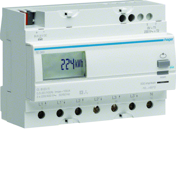 hager Energiamittari knx tebis te360 3v 100a imp. lk1