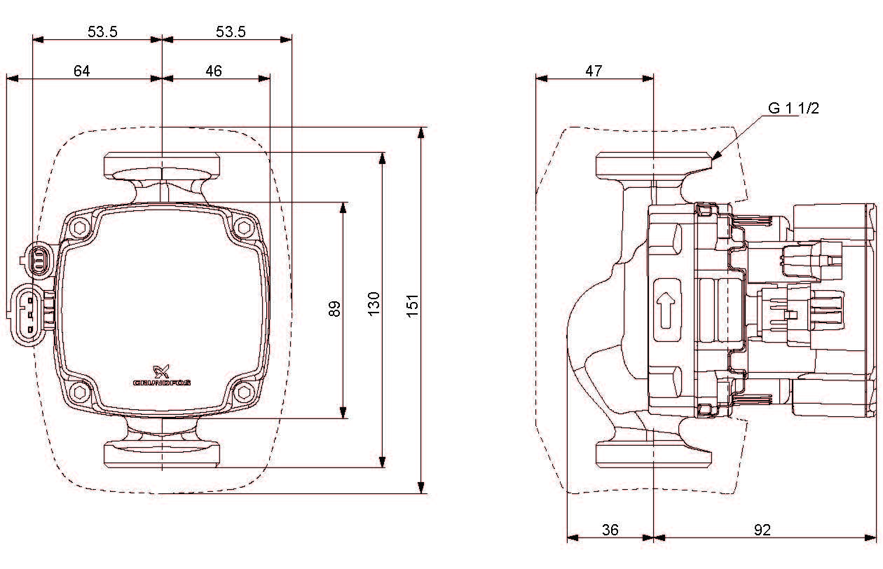 grundfos Circulator grundfos alpha2 go 25-60 130 220-240v 9
