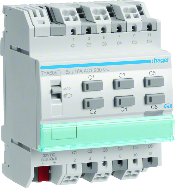 hager Utgångsenhet knx tya606d 6x16a rlcv din