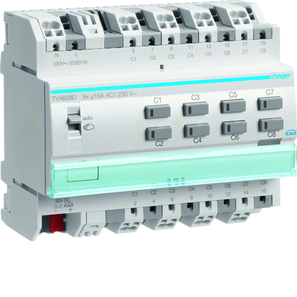 hager Utgångsenhet knx tya608d 8x16a rlcv hst din