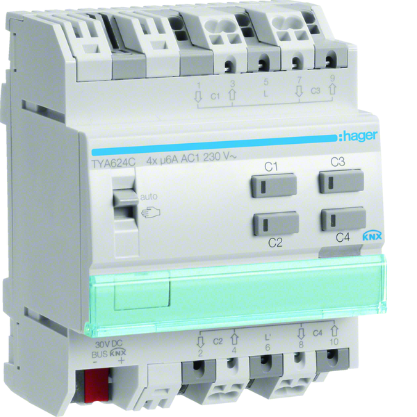 hager Utgångsenhet knx tya624c 4x6a 230vac vs din