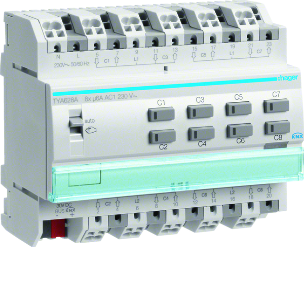 hager Lähtöyksikkö knx hager tya628a 8x6a 230vac v din
