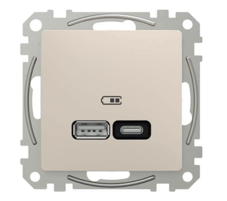schneider electric Sedna design usb laadija a+c 3a 21w beež
