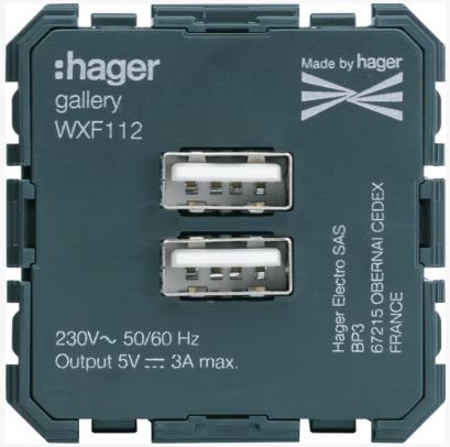 Dobbel USB A lader 3A/15W