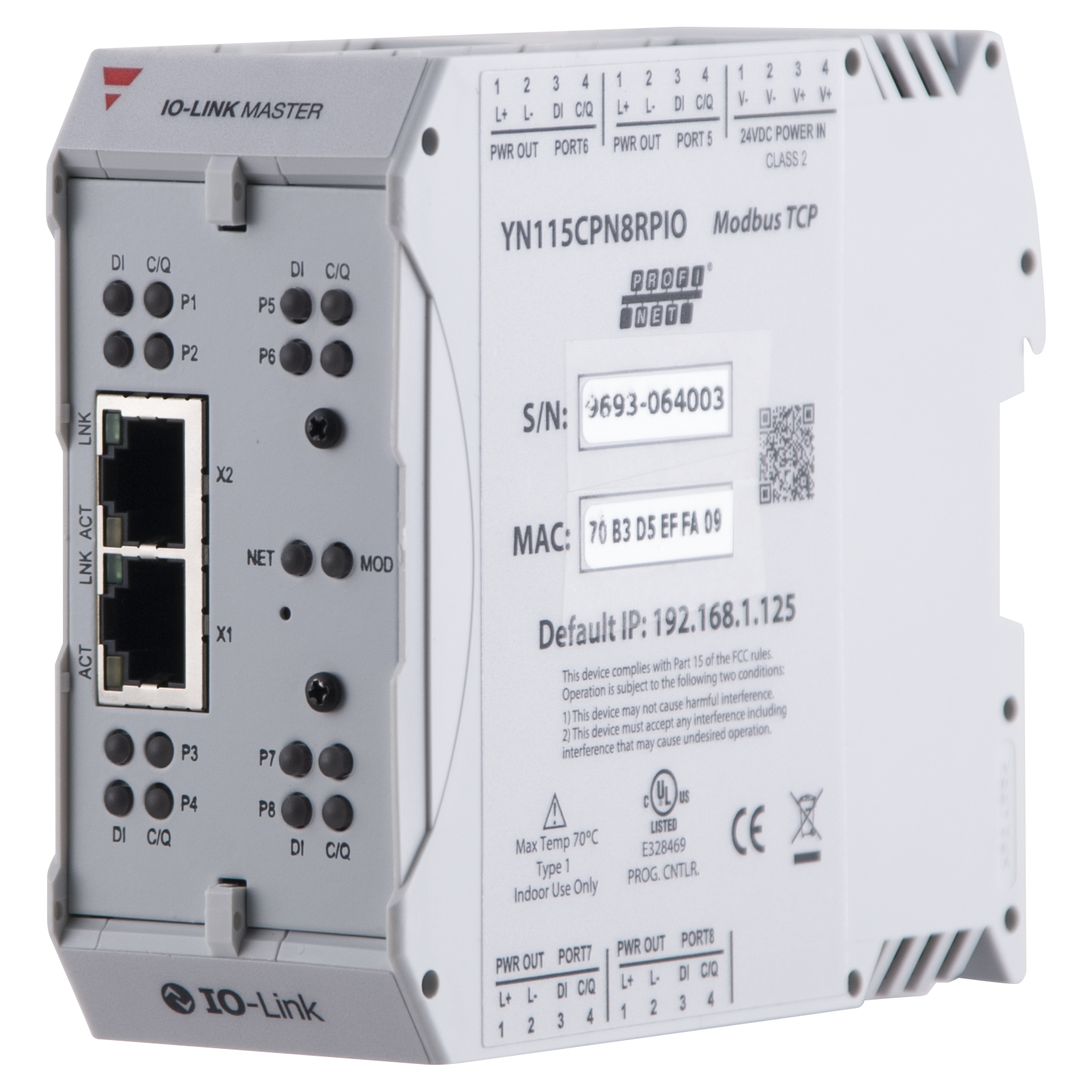 IO-LINK MASTER PROFINET IO 8 PORTER IP20