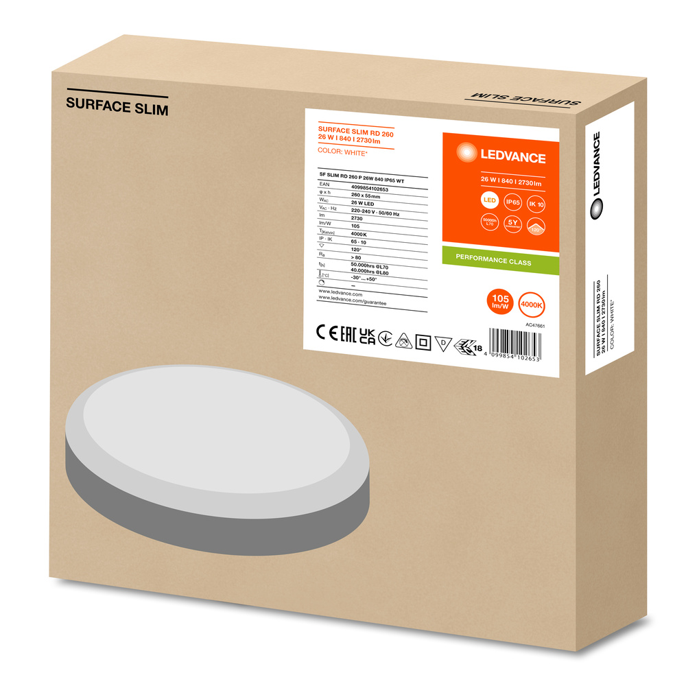 ledvance Led plafonas slim 260 26w/4000k baltas