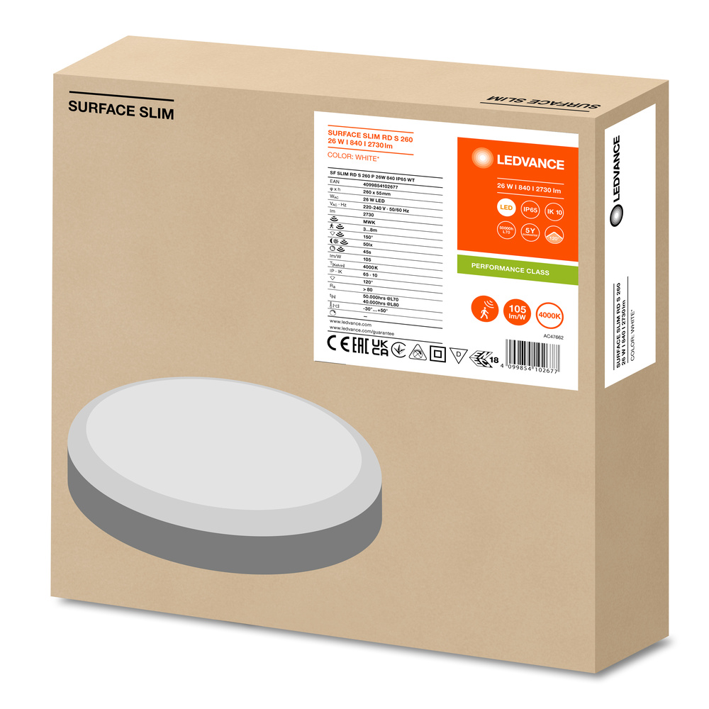 ledvance Led plafonas slim 260 26w/4000k balt. + jd