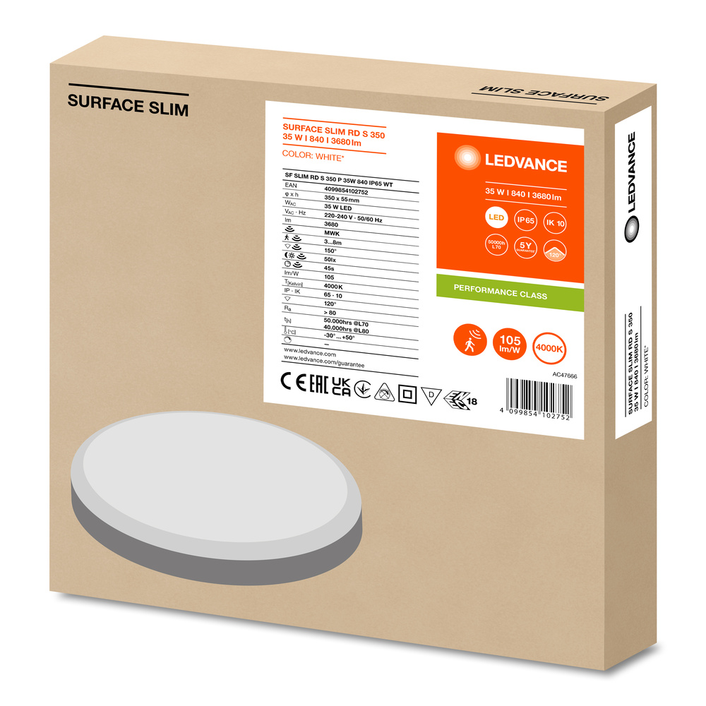 ledvance Led plafonas slim 350 35w/4000k balt. + jd