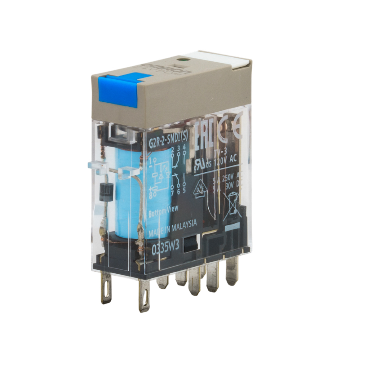 RELE 8-PIN 2-POL 5A LED G2R-2SNDI 24VDC