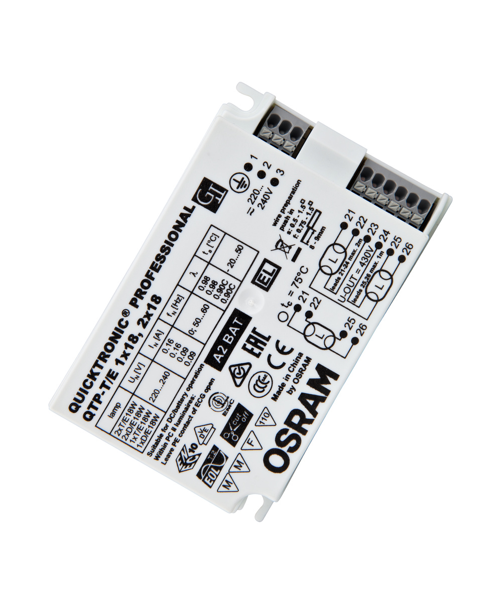 osram Elektroninen liitäntälaite qtp-t/e1x18, 2x18/220-240v