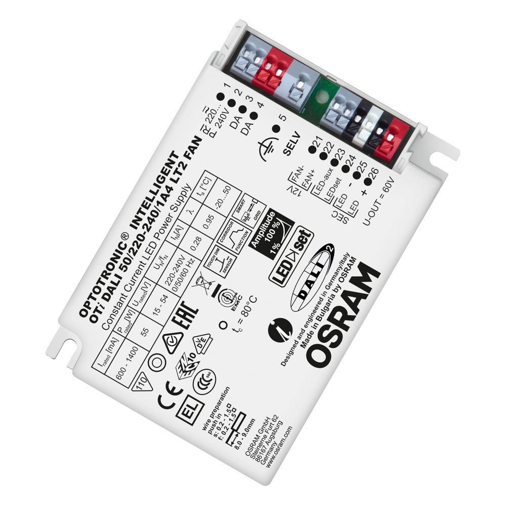 osram Elektroninen liitäntälaite oti dali 50/220-240/1a4lt2fan