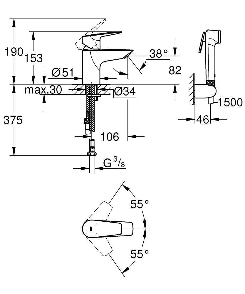 grohe Pesuallashana grohe 23757001 bau edge bide