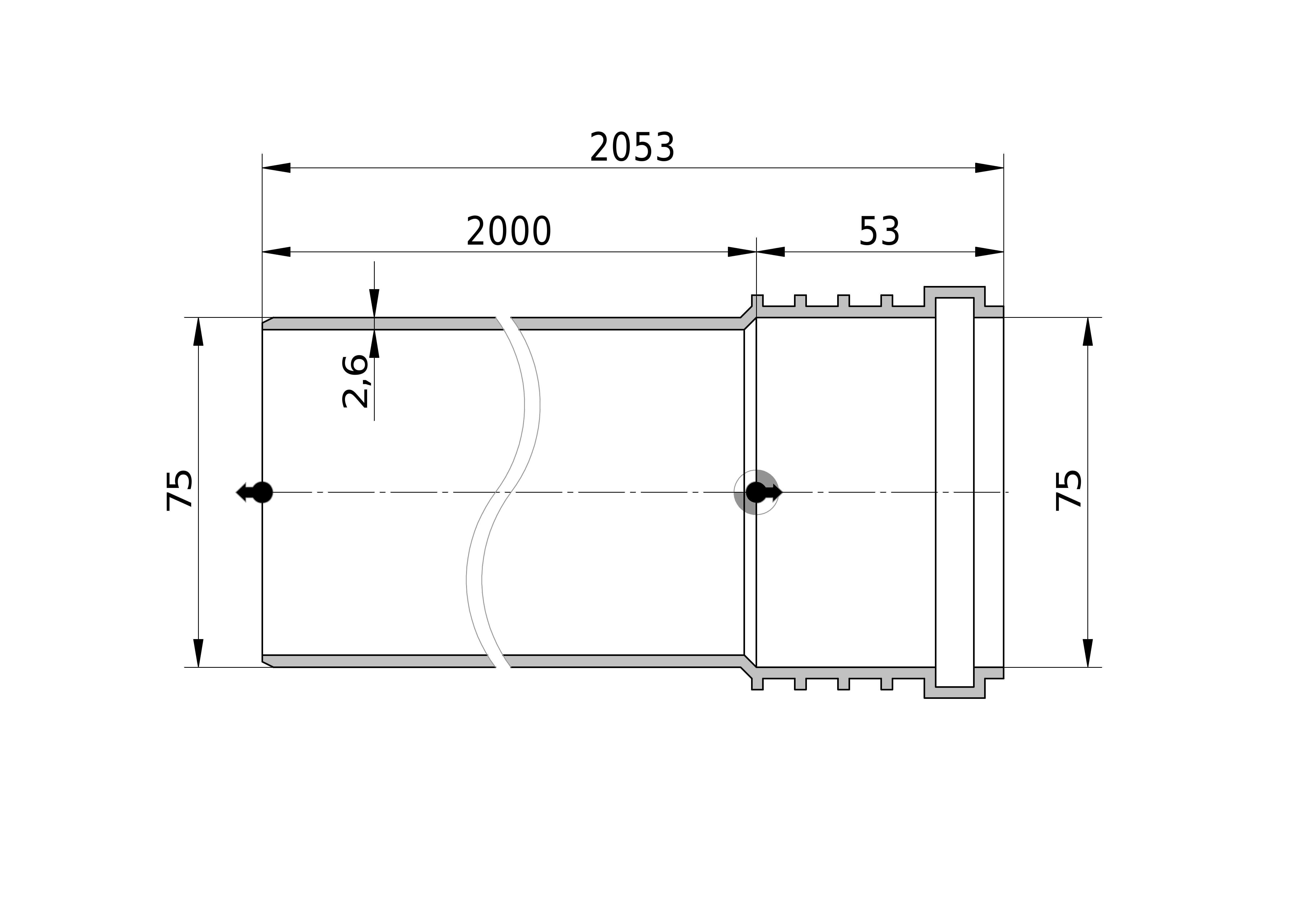 sitech+ Muhviputki db wavin sitech+ 75x2000 pp