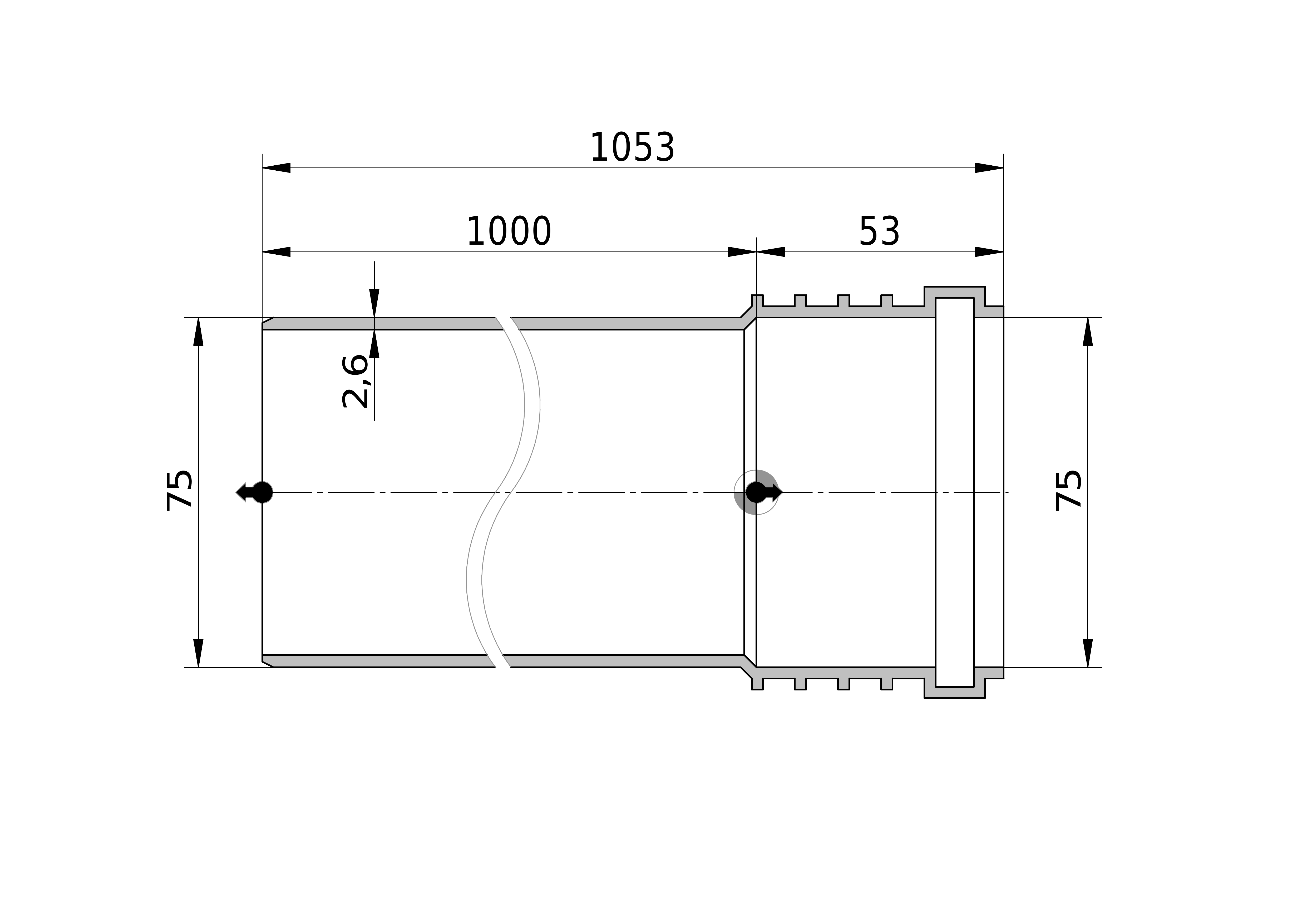 sitech+ Muhviputki db wavin sitech+ 75x1000 pp
