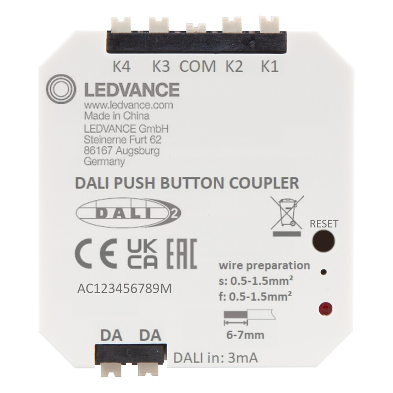STYRKOMPONENT VIVARES DALI PUSHBUTTON COUPLER DALI-2