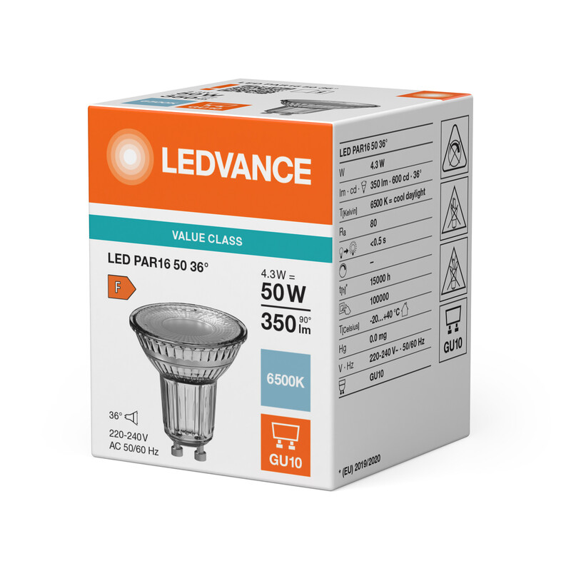 ledvance Reflector lamp value classic par16 4,3w/865 350lm gu10 36d