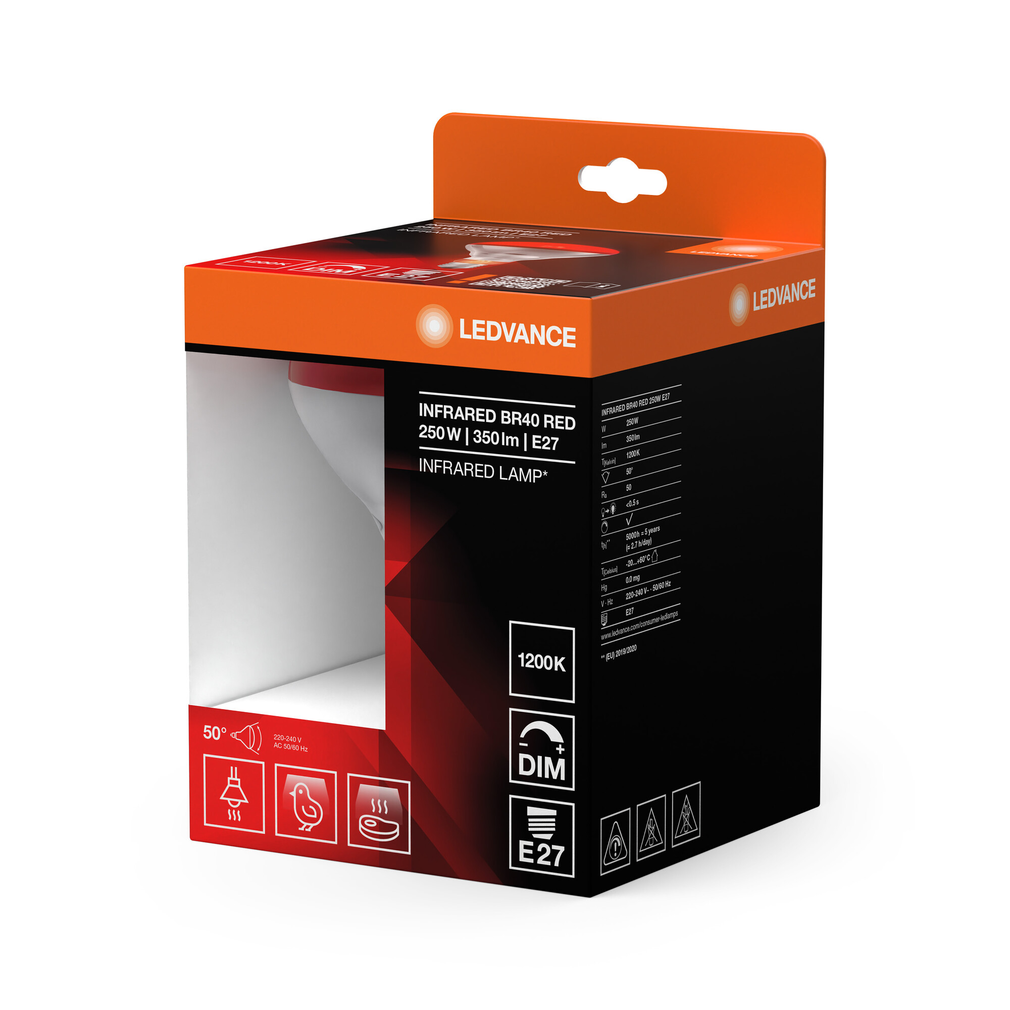 ledvance Värmelampa ir br40 250w 240v e27 röd