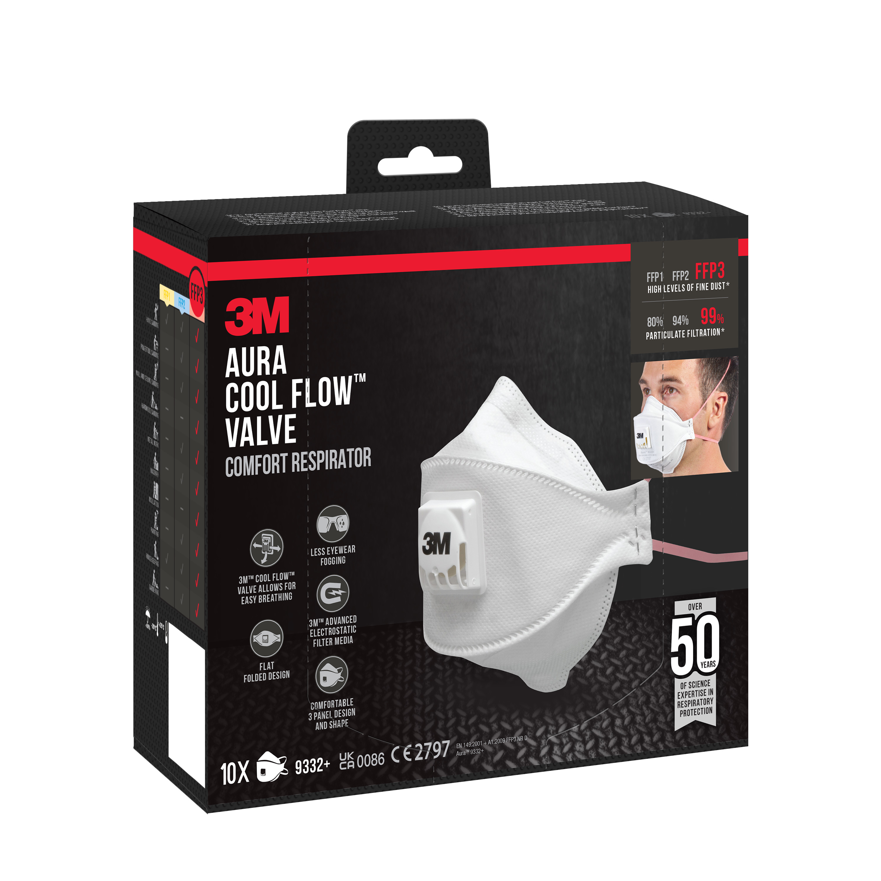3m 3m auraandningsskydd,ffp3,10förp