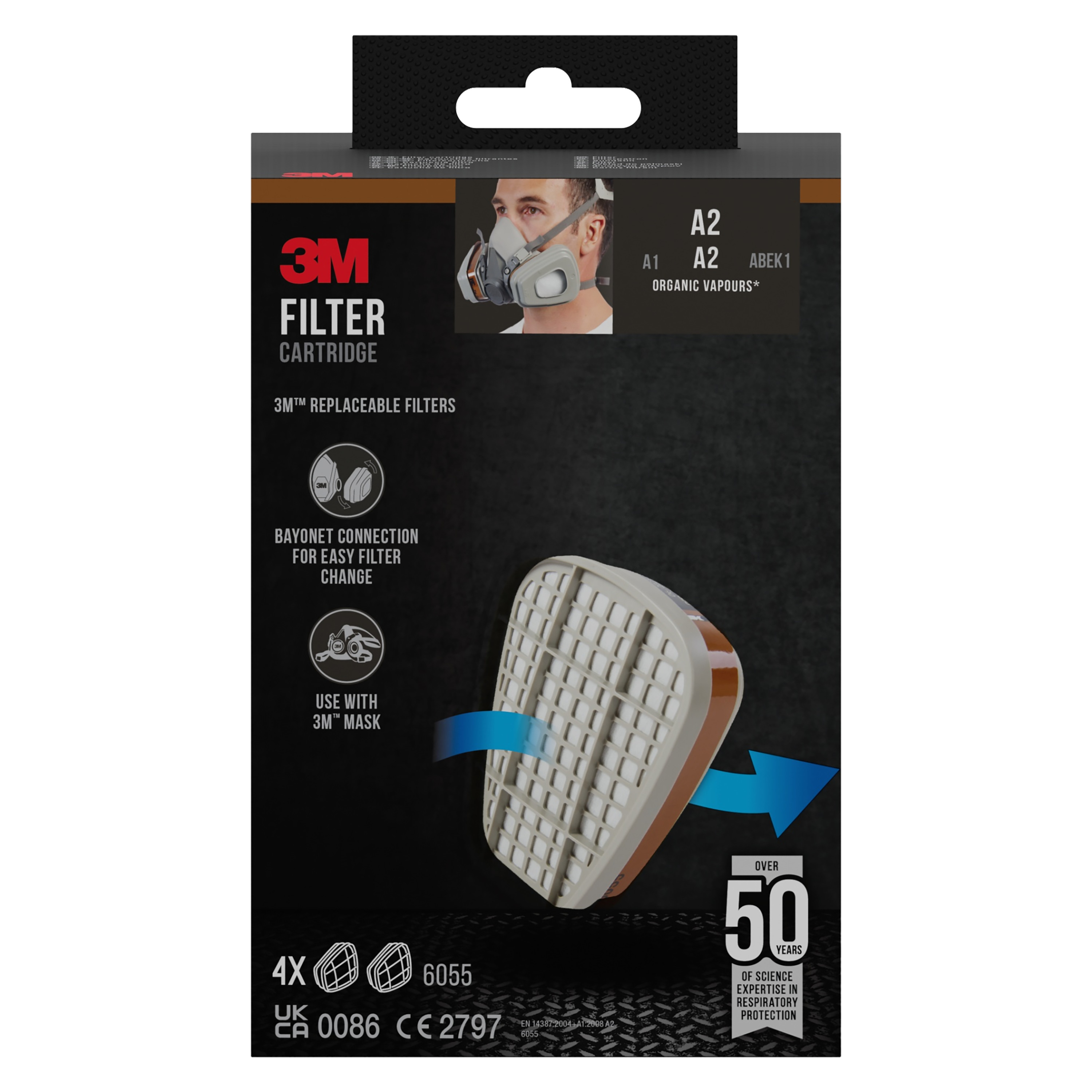 3m 3m filter mot orga ånga, a2 ,4 st