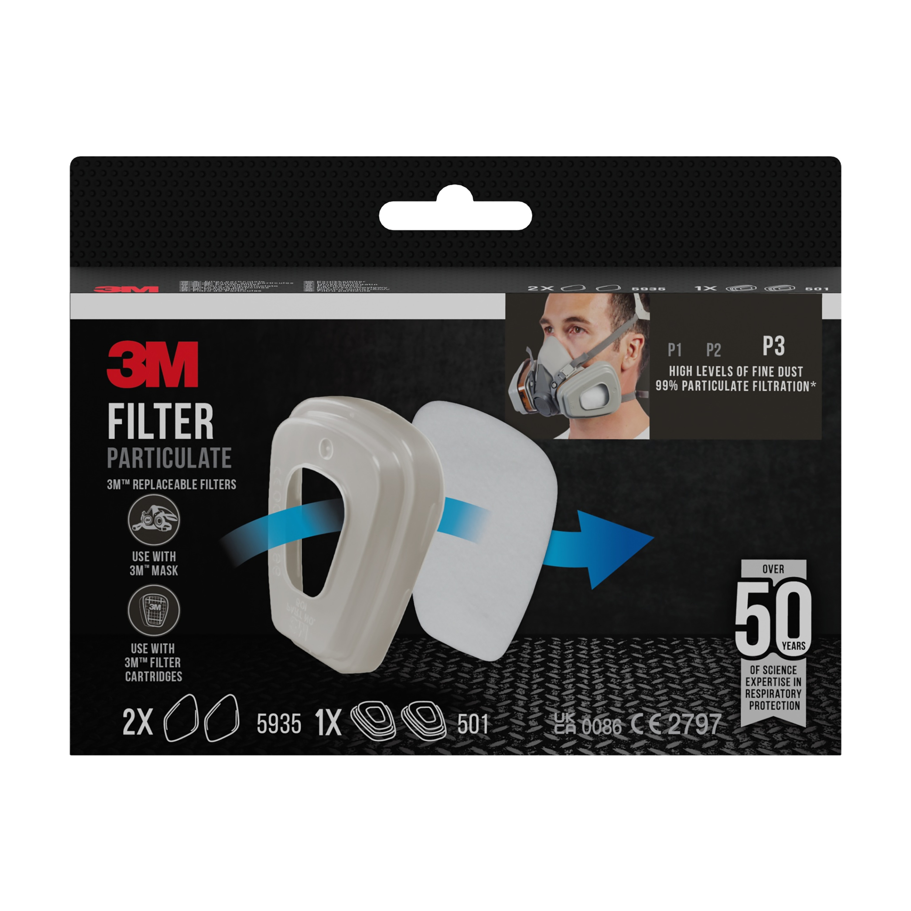 3m Vaihtohiukkassuodatin p3 3m 5935pro2 6000 ja 6500 sarjat