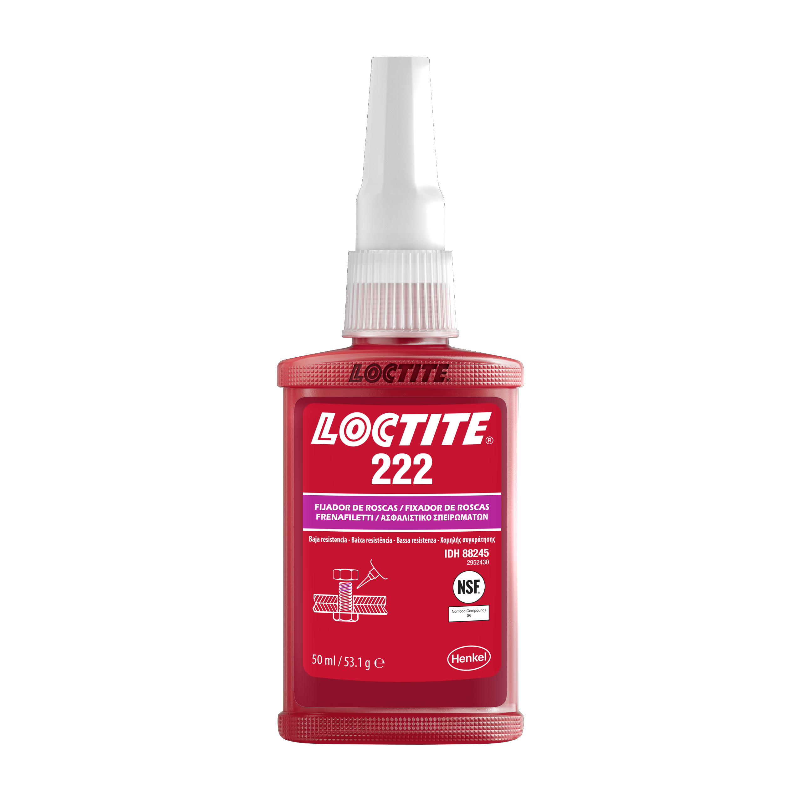 LÄGSTYRKE GÄNGLÄSNING LOCTITE 50ml 222