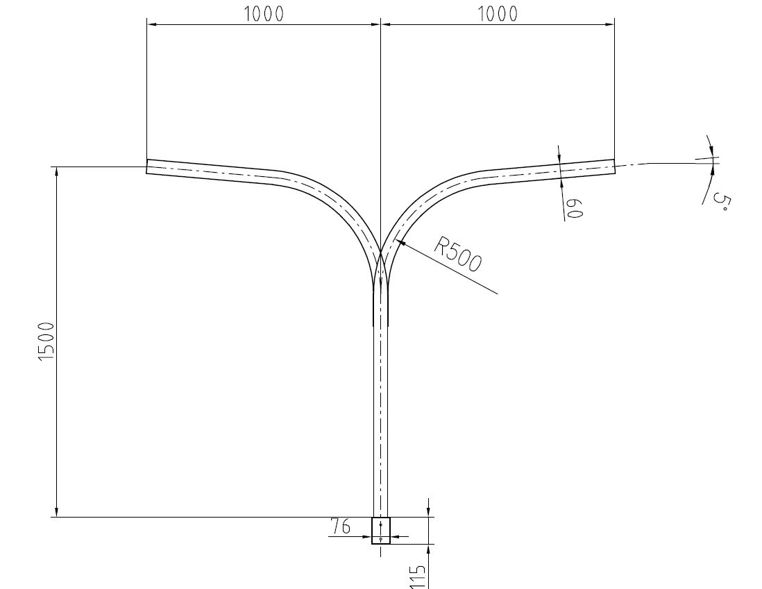 tehomet Užmaunama gembė "t" formos h=1,5m, 2xl=1m
