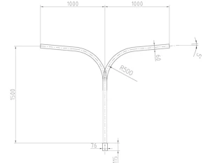 tehomet Užmaunama gembė "t" formos h=1,5m, 2xl=1m