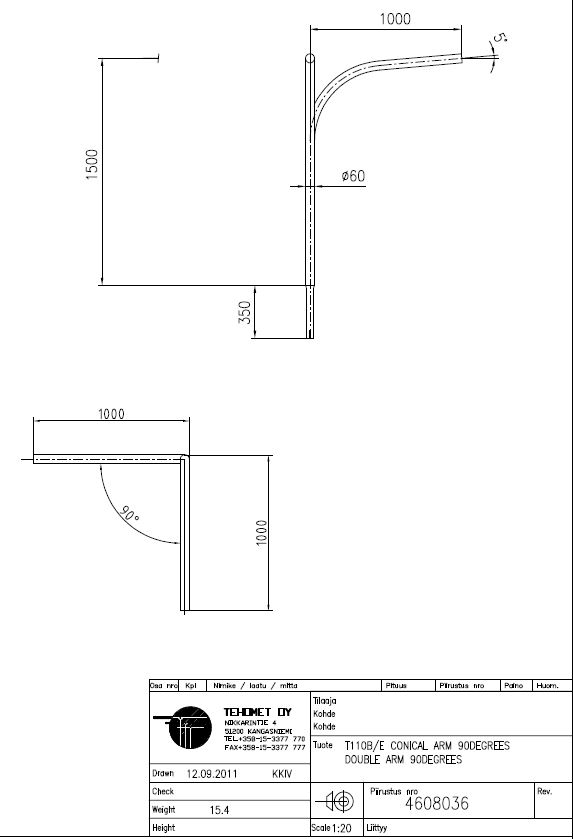 tehomet Įmaunama gembė v-formos h=1,5m, l=1m