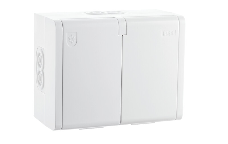 VÄGGUTTAG INSTALL STIKK PV IP44 DOBBEL VIT
