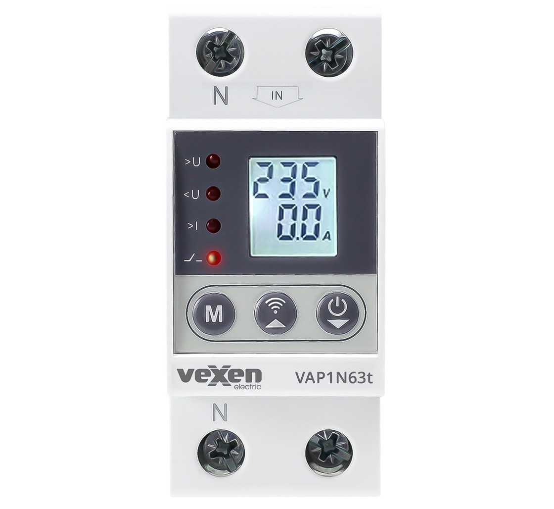 vexen Pārspr. un pārslodzes relejs wifi tuya 1ln 63a ac230v